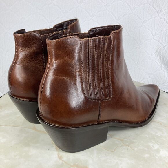 Matisse Ankle Boots Womens Sz 7 Dark Brown Leather Pointe Toe Block Heel Booties - Picture 8 of 12